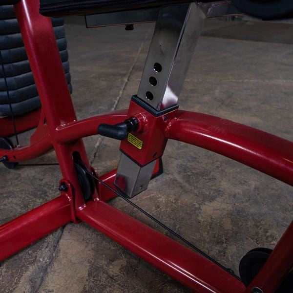 Close-up view of the lower pulley area and seat adjustment mechanism on the Best Fitness by Body-Solid Single Stack Home Gym BFMG30.