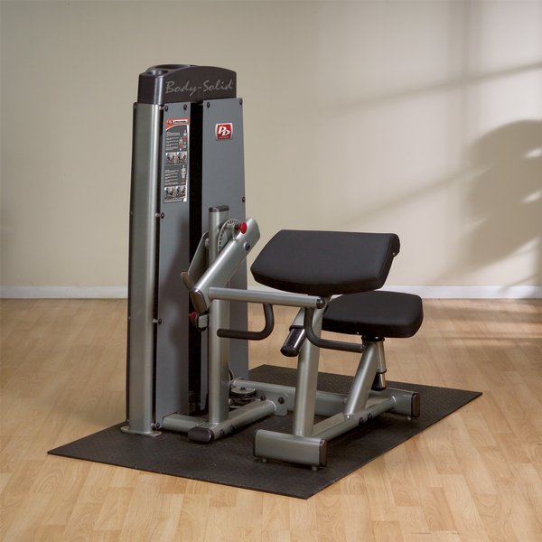 Body-Solid Pro Dual Bicep/Tricep Machine DBTC-SF displayed in a gym setting