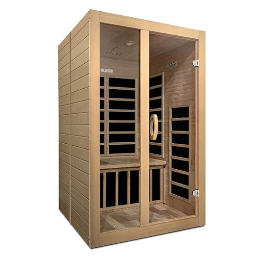 Dynamic Santiago 2-Person Infrared Sauna made from Canadian Hemlock with LED controls and carbon heating panels

