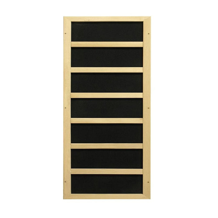 Dynamic Barcelona 2-Person Far Infrared Sauna made from Canadian Hemlock with chromotherapy lighting back panel
