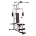 Powerline Home Gym PHG1000X with all stations in use, showing lat pulldown, chest press, leg curl, and more