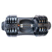 Top view of a Body-Solid Tools SDBX132 Adjustable Dumbbell, highlighting the Dial Tech system for easy weight adjustment and ergonomic handle.