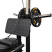 Close-up view of the Workbench Lat Tower Attachment WB-LTA with weight plates