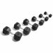 Rubber Hex Dumbbell Set with Chrome Handles, ergonomic grip, and rubber heads