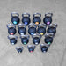 Full range of Body-Solid Tools KBZ Premium Kettlebells from 5 lbs to 80 lbs, featuring color-coded rubber coating and chrome non-slip handles, ideal for strength training, endurance, and flexibility exercises in home and gym settings top view