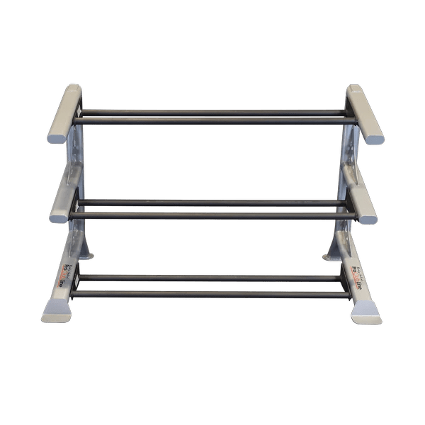 Front-facing view of the Body-Solid SDKR1000MD Three-Tier Medicine Ball Rack