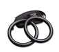 Body-Solid solid steel gymnastics rings with adjustable nylon straps, 9” diameter and 1” grip, shown on a white background.

