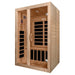 Angled side view of Dynamic Santiago 2-Person Infrared Sauna with tempered glass door