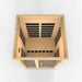 Angled overhead view of Dynamic Santiago sauna with seating and heater placement

