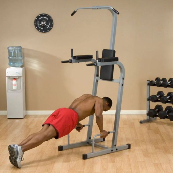 Athlete performing push-ups on VKR Chin Dip Station’s push-up bars