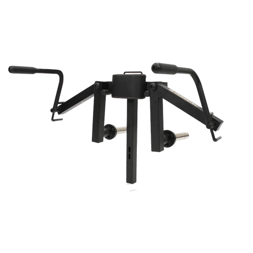 Powertec Workbench Pec-Fly Attachment - rear view showcasing chest isolation movement.