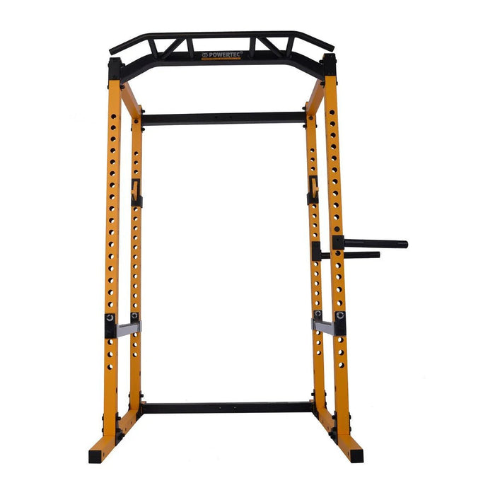 Front view of the Powertec Workbench Power Rack Yellow WB-PR19.

