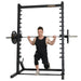Athlete performing lunges with barbell on the Powertec Roller Smith Machine WB-RS