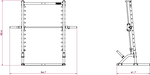 Schematic of the Powertec Roller Smith Machine WB-RS showing dimensions