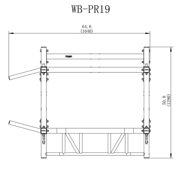 Schematic of the Workbench Half Rack WB-HR-Y showing dimensions