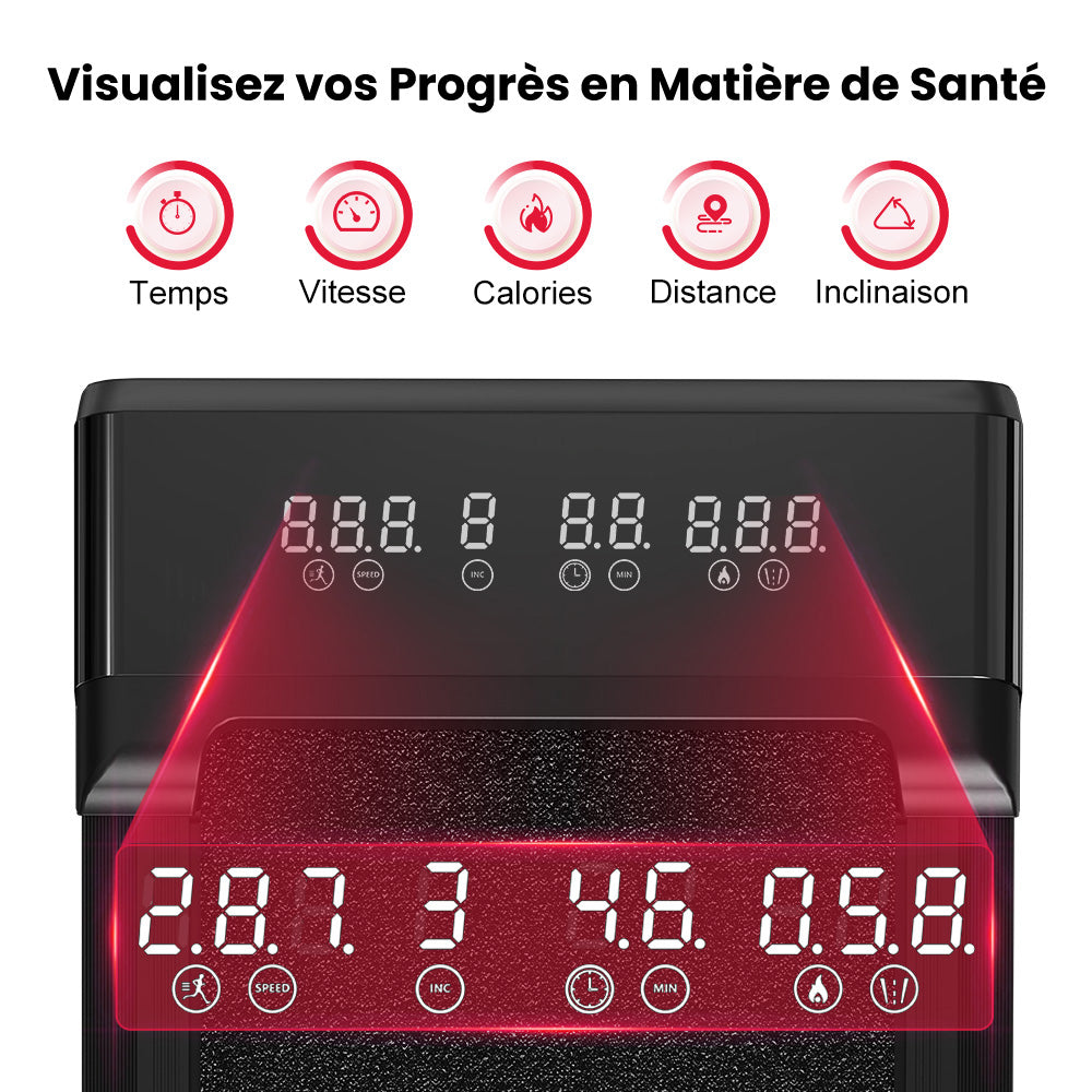 Tapis de Course Y1 avec Inclinaison Automatique de 0 à 9%, Vitesse de 1-10KM/H