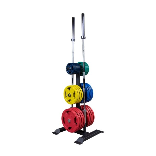 Weight Tree Olympic 2" Bumper Plates Rubber or Iron Weights & Barbell Storage GWT56