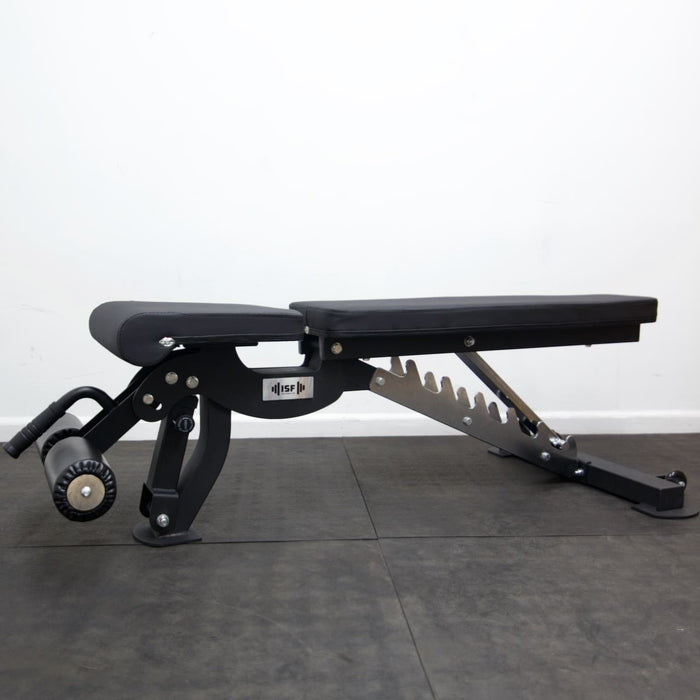 ISF Adjustable Weight Bench FID Black 1000LB Side